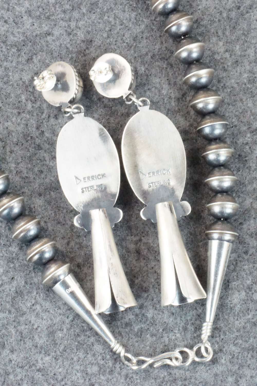 White Buffalo & Sterling Silver Squash Blossom Set - Derrick Gordon