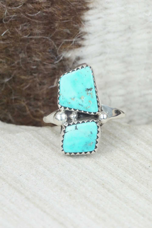 Turquoise & Sterling Silver Ring - Priscilla Reeder - Size 7.5
