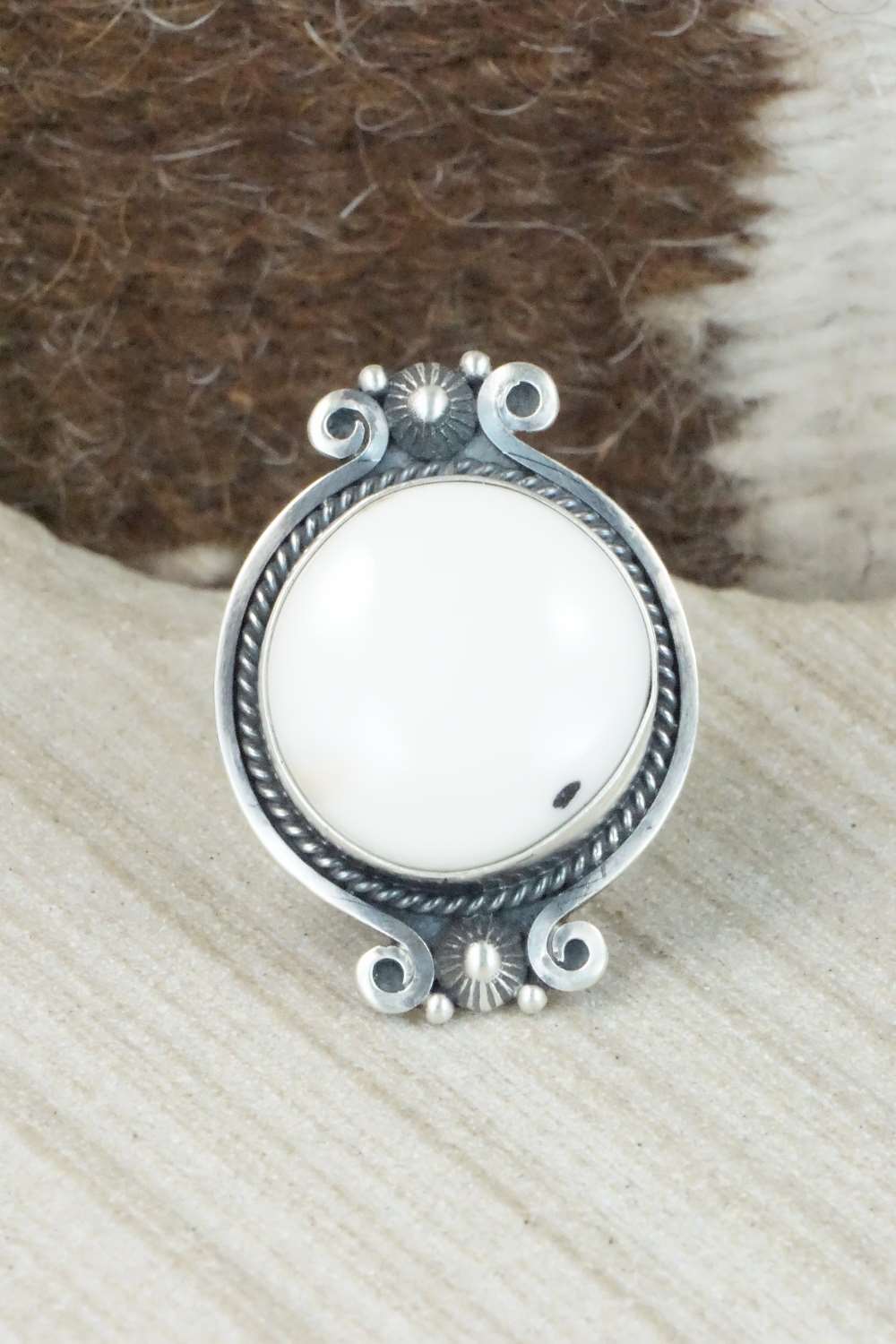 White Buffalo & Sterling Silver Squash Blossom Set - Derrick Gordon