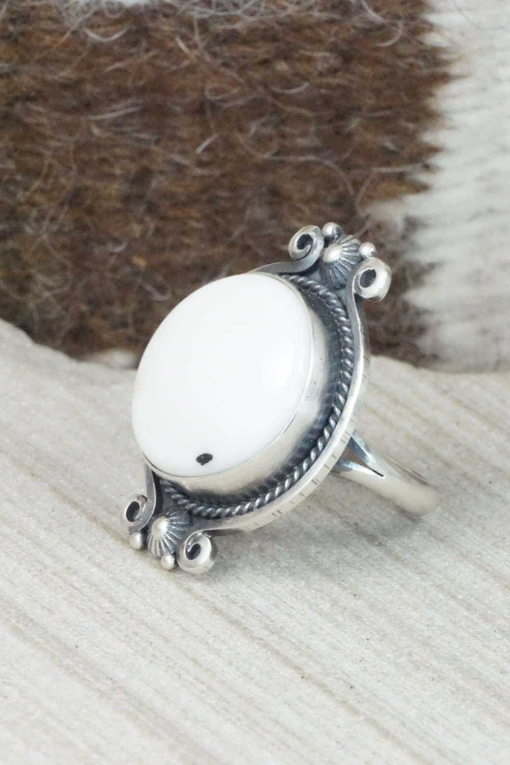 White Buffalo & Sterling Silver Squash Blossom Set - Derrick Gordon