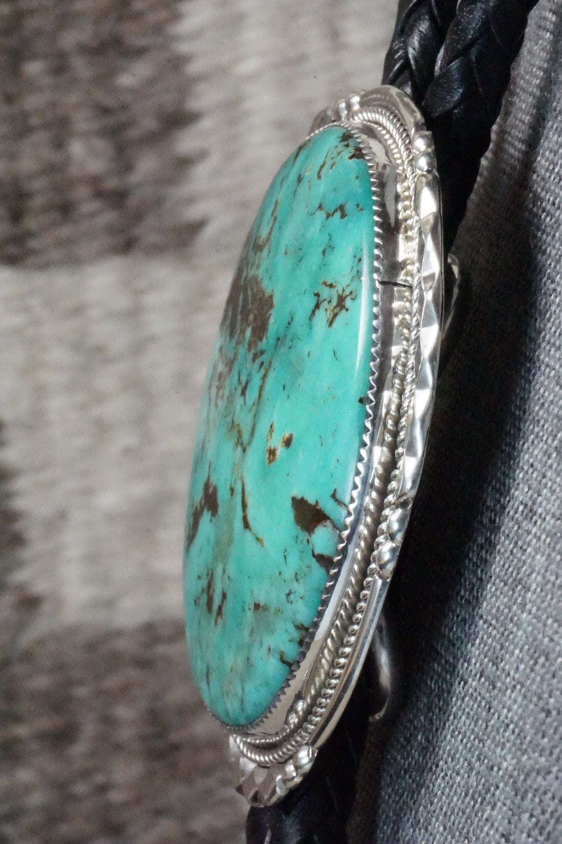 Turquoise & Sterling Silver Bolo Tie - Kenny Calavaza