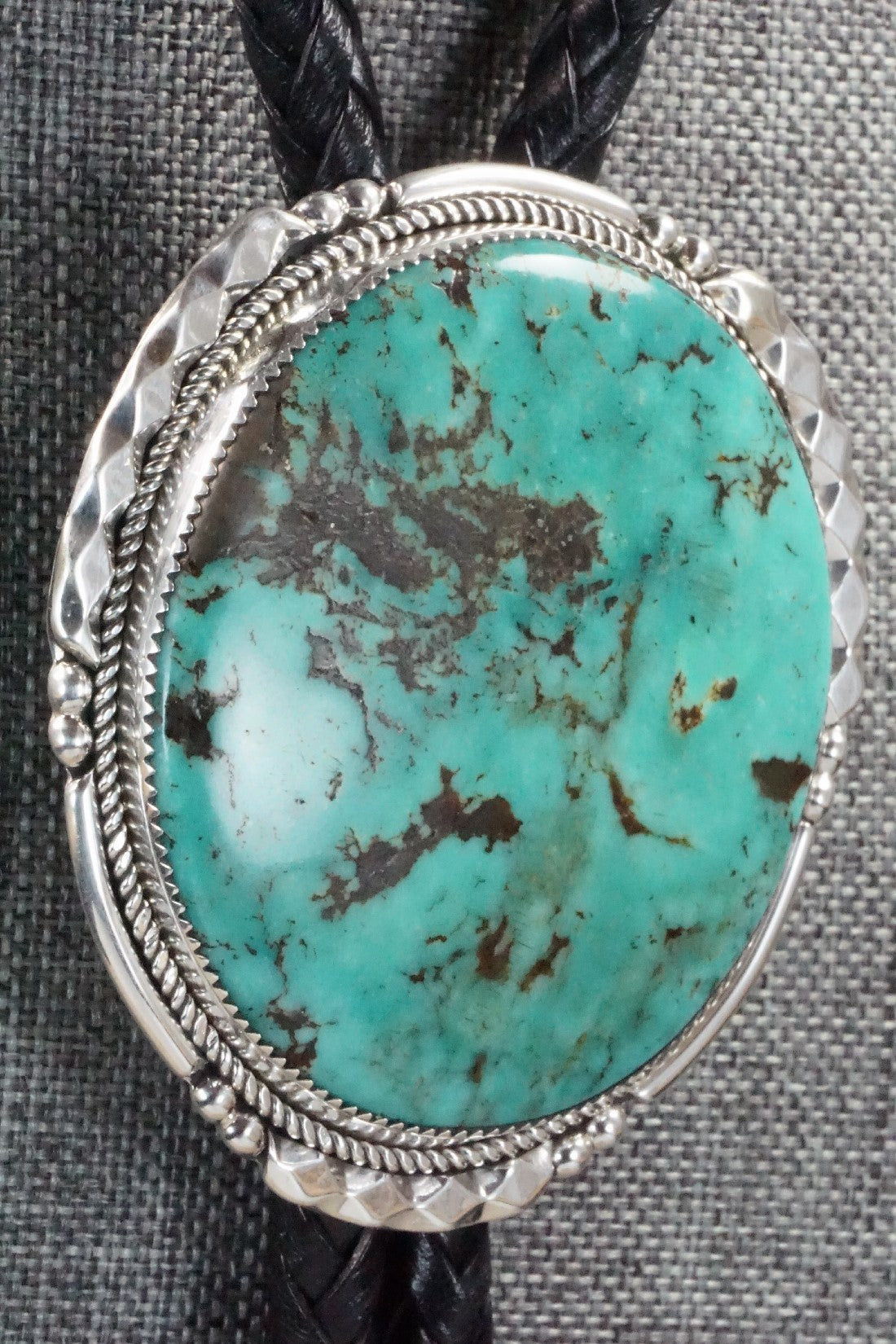 Turquoise & Sterling Silver Bolo Tie - Kenny Calavaza