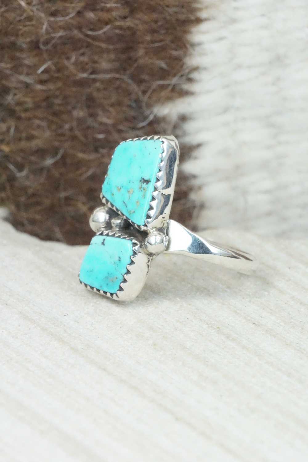 Turquoise & Sterling Silver Ring - Priscilla Reeder - Size 7.5