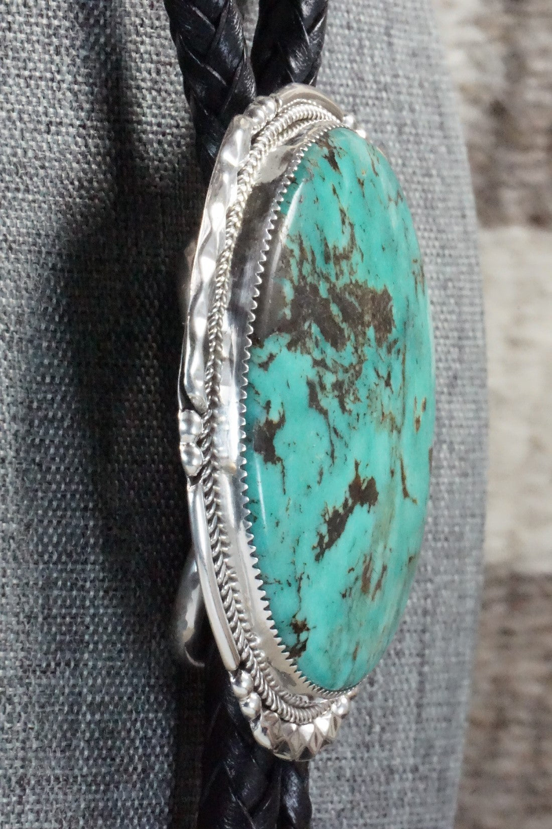 Turquoise & Sterling Silver Bolo Tie - Kenny Calavaza