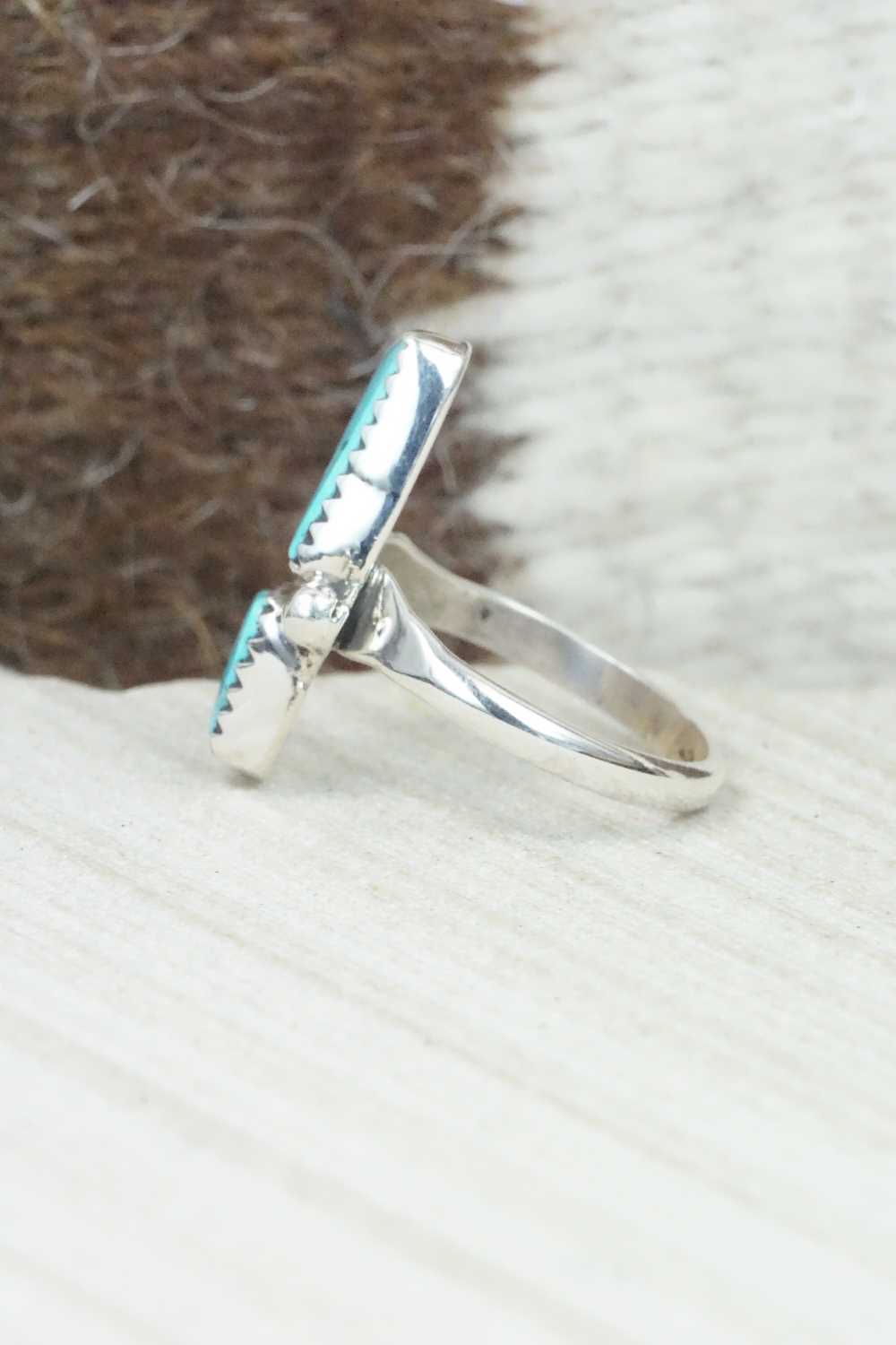 Turquoise & Sterling Silver Ring - Priscilla Reeder - Size 7.5