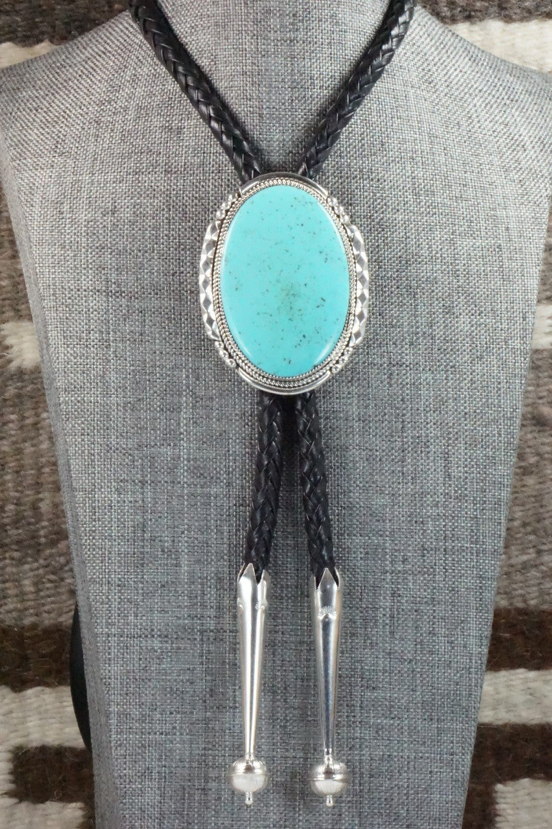 Turquoise & Sterling Silver Bolo Tie - Kenny Calavaza