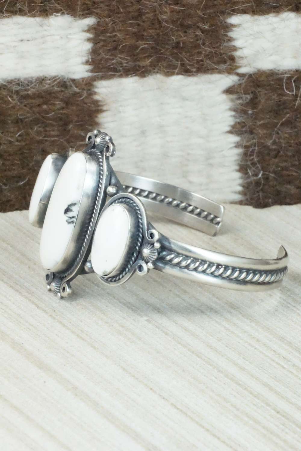 White Buffalo & Sterling Silver Squash Blossom Set - Derrick Gordon