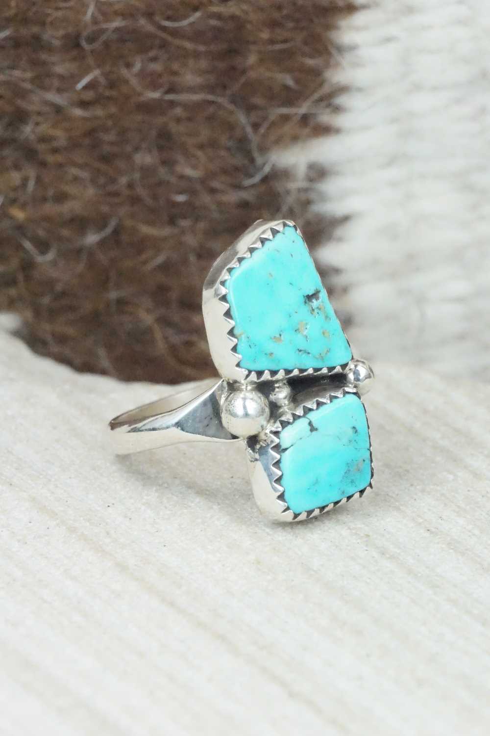 Turquoise & Sterling Silver Ring - Priscilla Reeder - Size 7.5