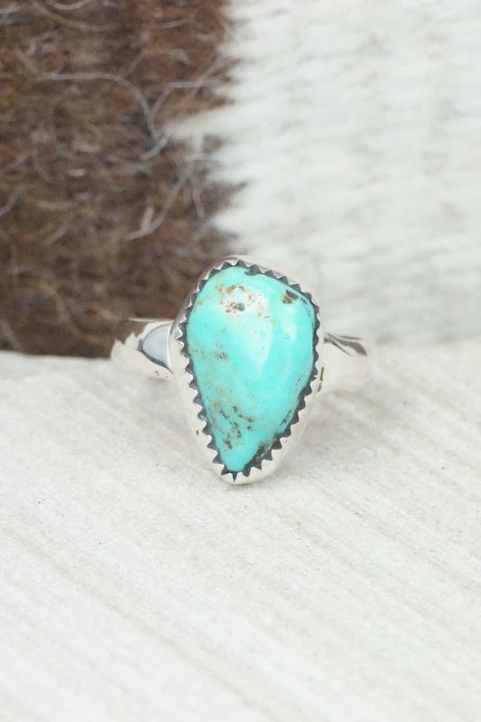 Turquoise & Sterling Silver Ring - Priscilla Reeder - Size 7.75