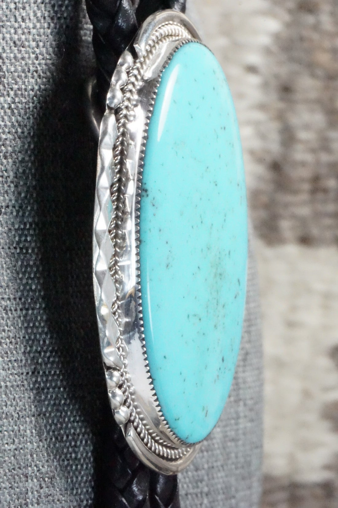 Turquoise & Sterling Silver Bolo Tie - Kenny Calavaza