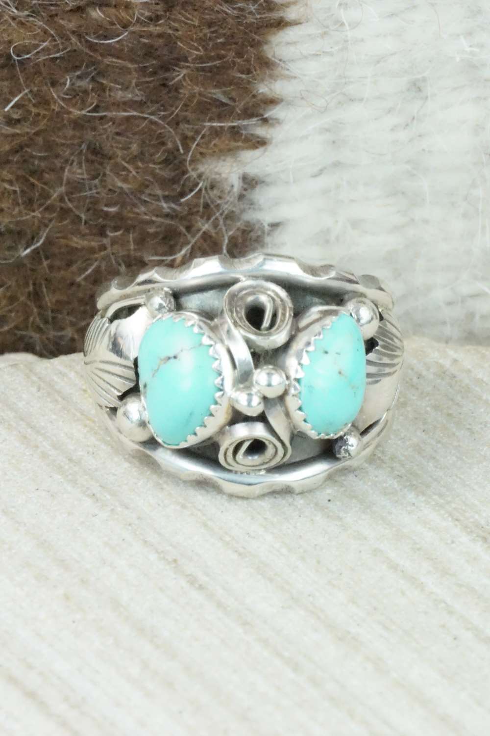 Turquoise & Sterling Silver Ring - Max Calladitto - Size 10.5