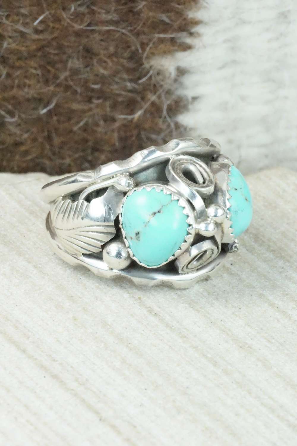Turquoise & Sterling Silver Ring - Max Calladitto - Size 10.5