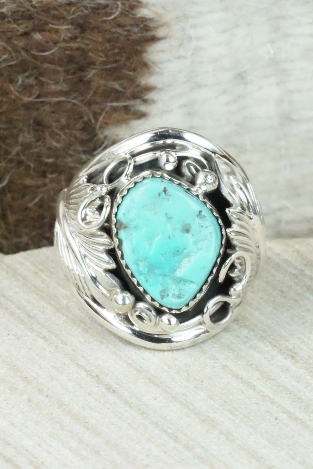 Turquoise & Sterling Silver Ring - Darrell Morgan - Size 9.75
