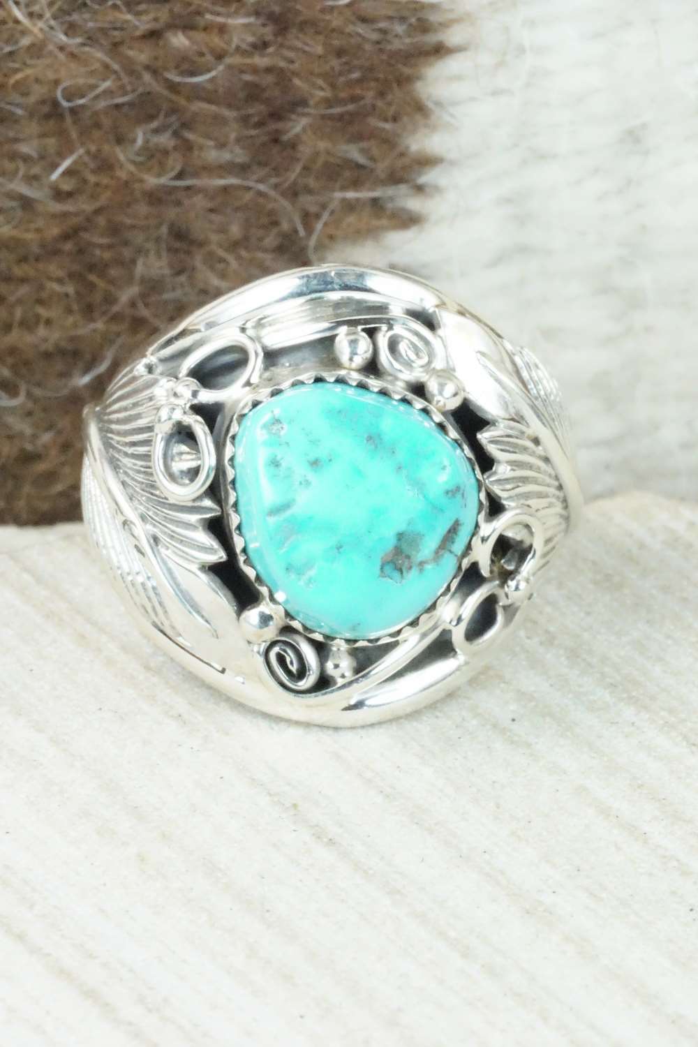 Turquoise & Sterling Silver Ring - Darrell Morgan - Size 10.25