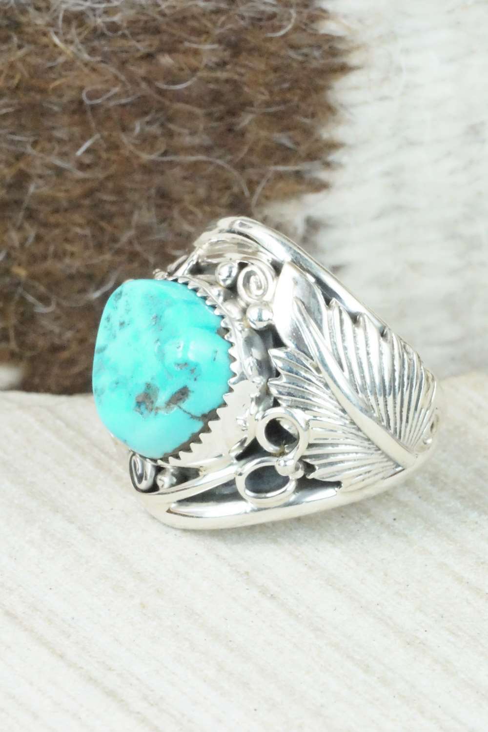 Turquoise & Sterling Silver Ring - Darrell Morgan - Size 10.25