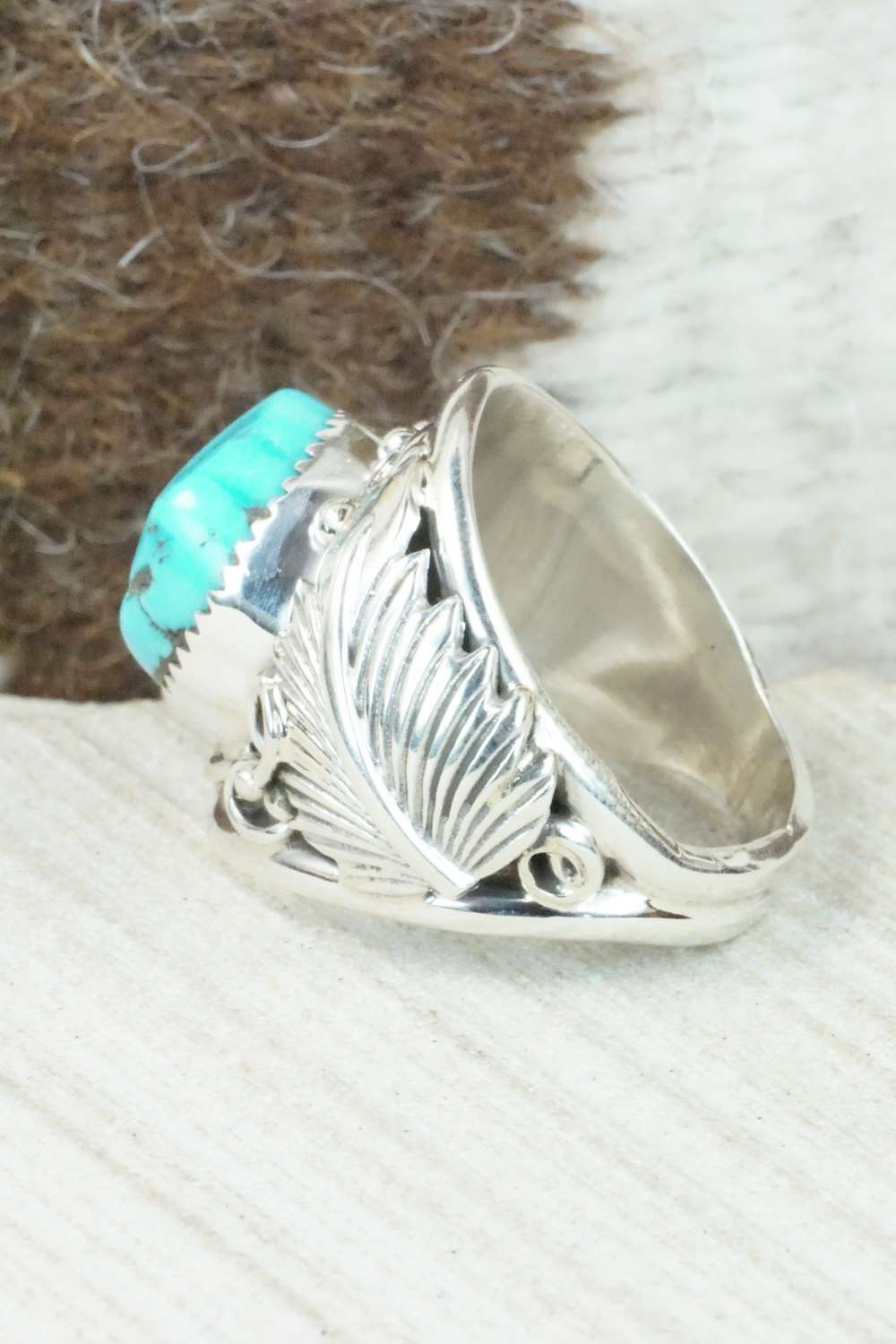 Turquoise & Sterling Silver Ring - Darrell Morgan - Size 10.25