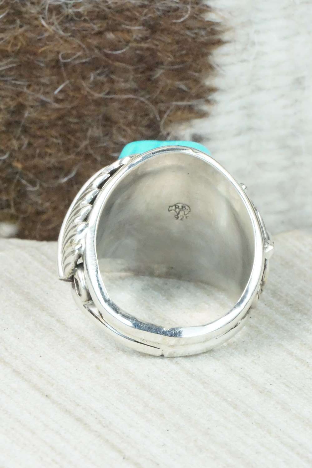 Turquoise & Sterling Silver Ring - Darrell Morgan - Size 10.25