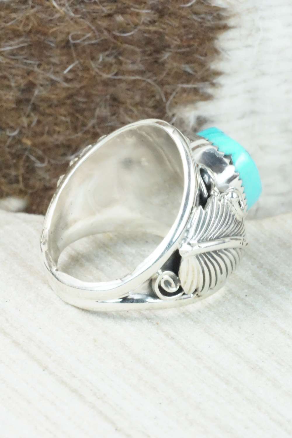 Turquoise & Sterling Silver Ring - Darrell Morgan - Size 10.25