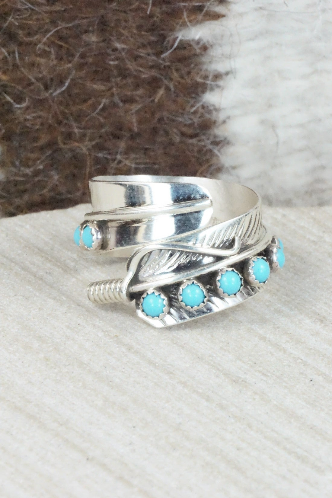 Turquoise & Sterling Silver Ring - Aaron Davis - Size 7.5