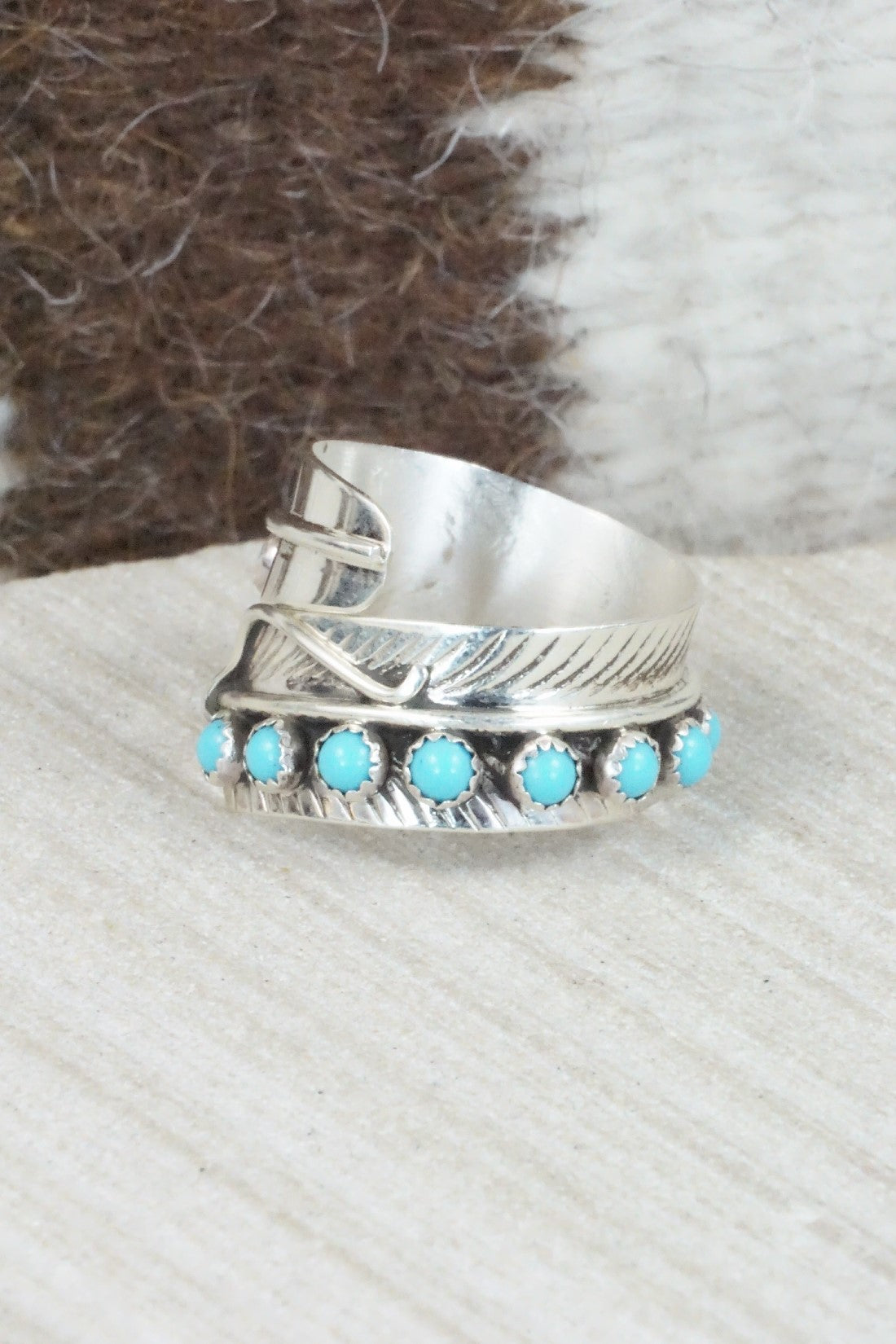 Turquoise & Sterling Silver Ring - Aaron Davis - Size 7.5