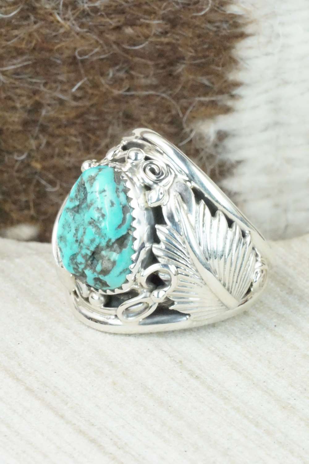 Turquoise & Sterling Silver Ring - Darrell Morgan - Size 11.25