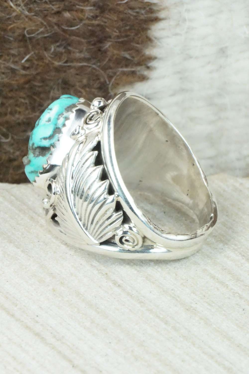 Turquoise & Sterling Silver Ring - Darrell Morgan - Size 11.25