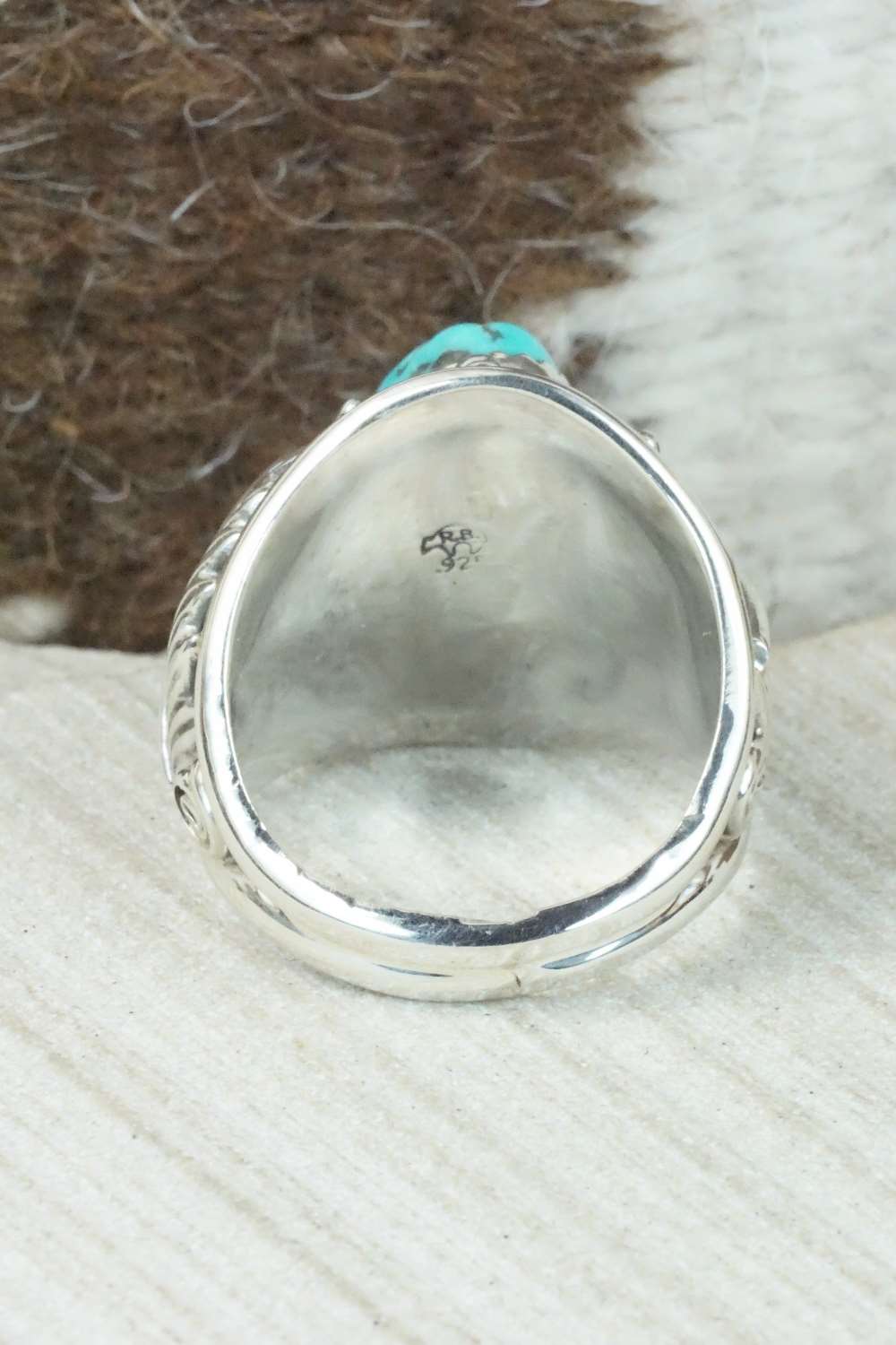 Turquoise & Sterling Silver Ring - Darrell Morgan - Size 11.25
