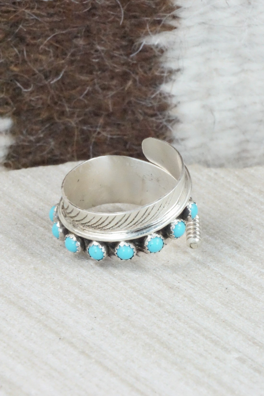 Turquoise & Sterling Silver Ring - Aaron Davis - Size 7.5