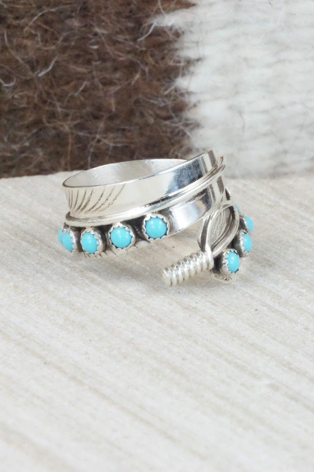 Turquoise & Sterling Silver Ring - Aaron Davis - Size 7.5