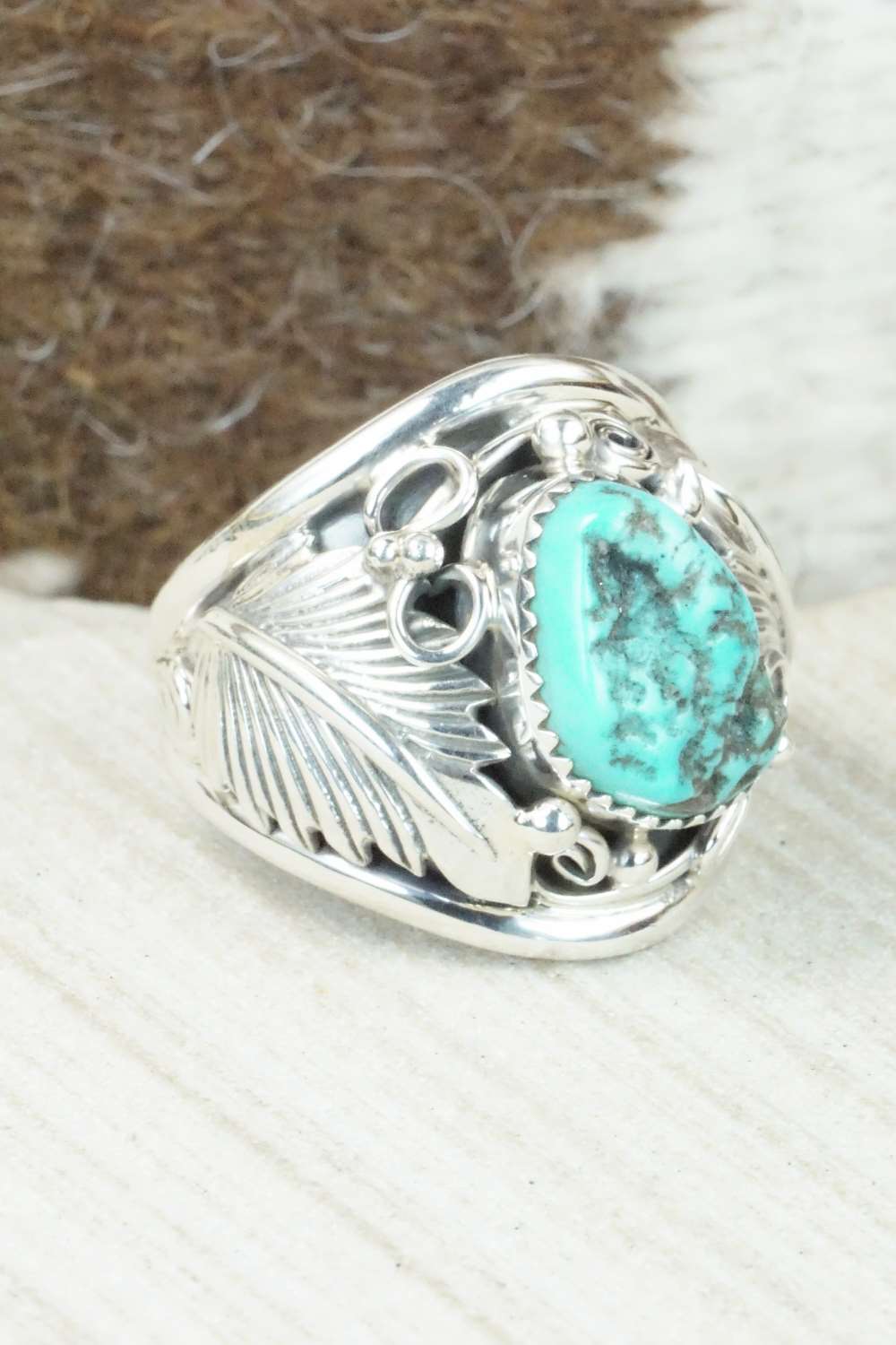 Turquoise & Sterling Silver Ring - Darrell Morgan - Size 11.25
