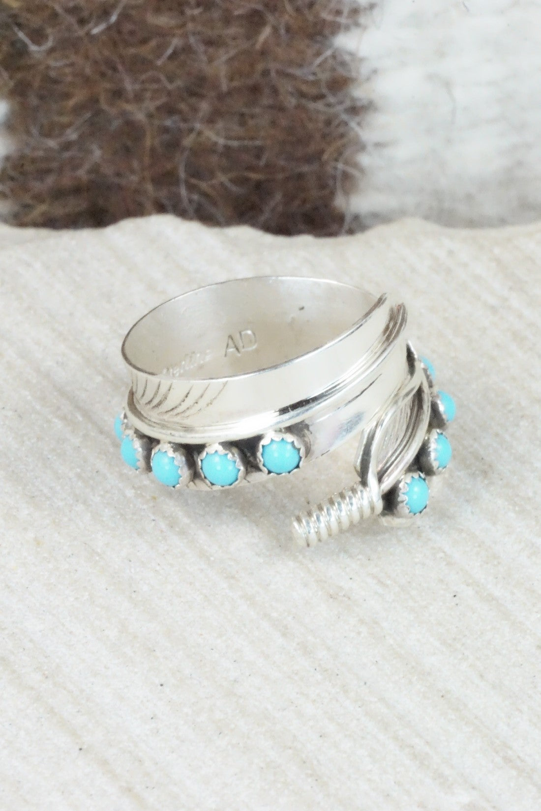 Turquoise & Sterling Silver Ring - Aaron Davis - Size 7.5