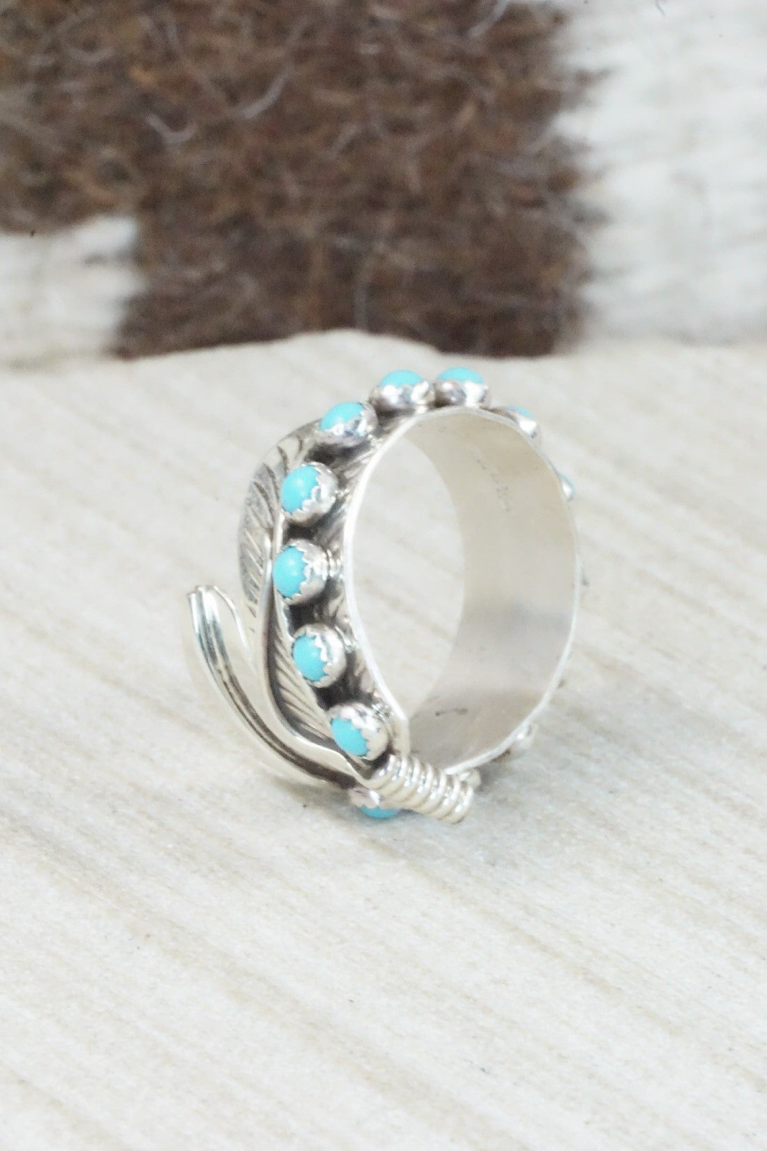 Turquoise & Sterling Silver Ring - Aaron Davis - Size 7.5