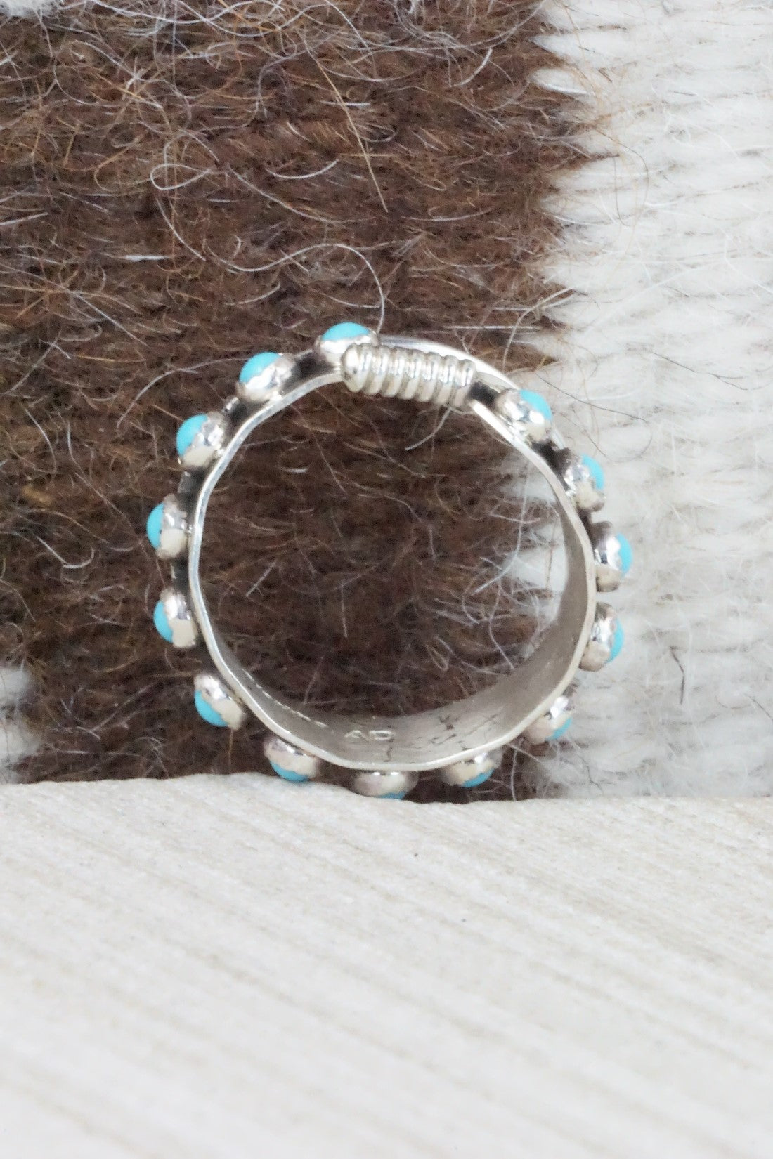 Turquoise & Sterling Silver Ring - Aaron Davis - Size 7.5
