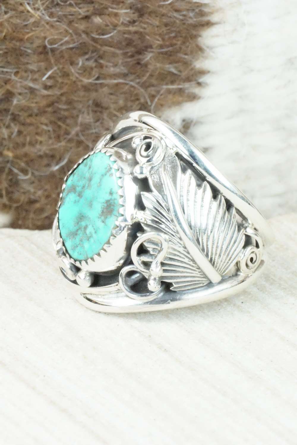 Turquoise & Sterling Silver Ring - Darrell Morgan - Size 11