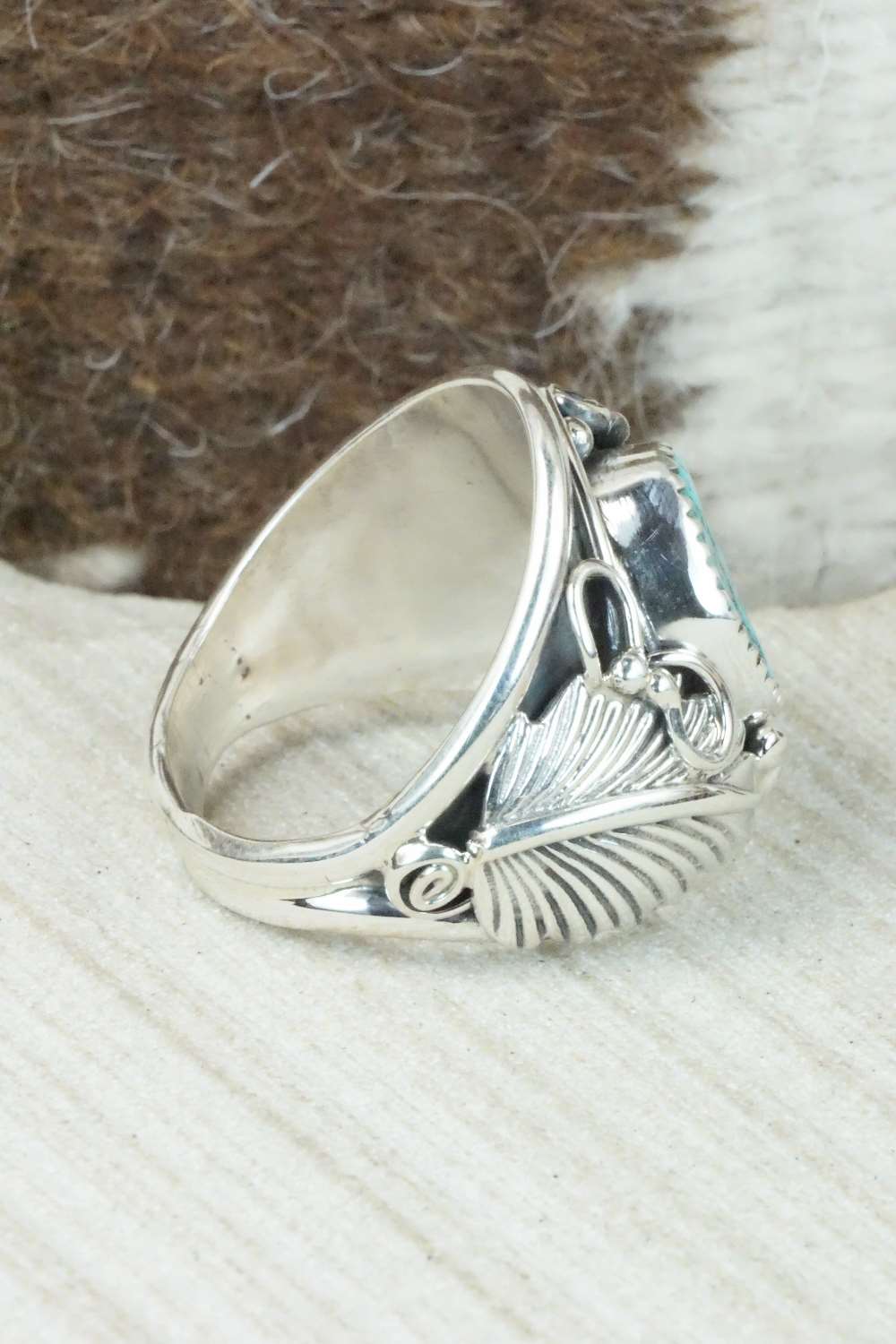 Turquoise & Sterling Silver Ring - Darrell Morgan - Size 11