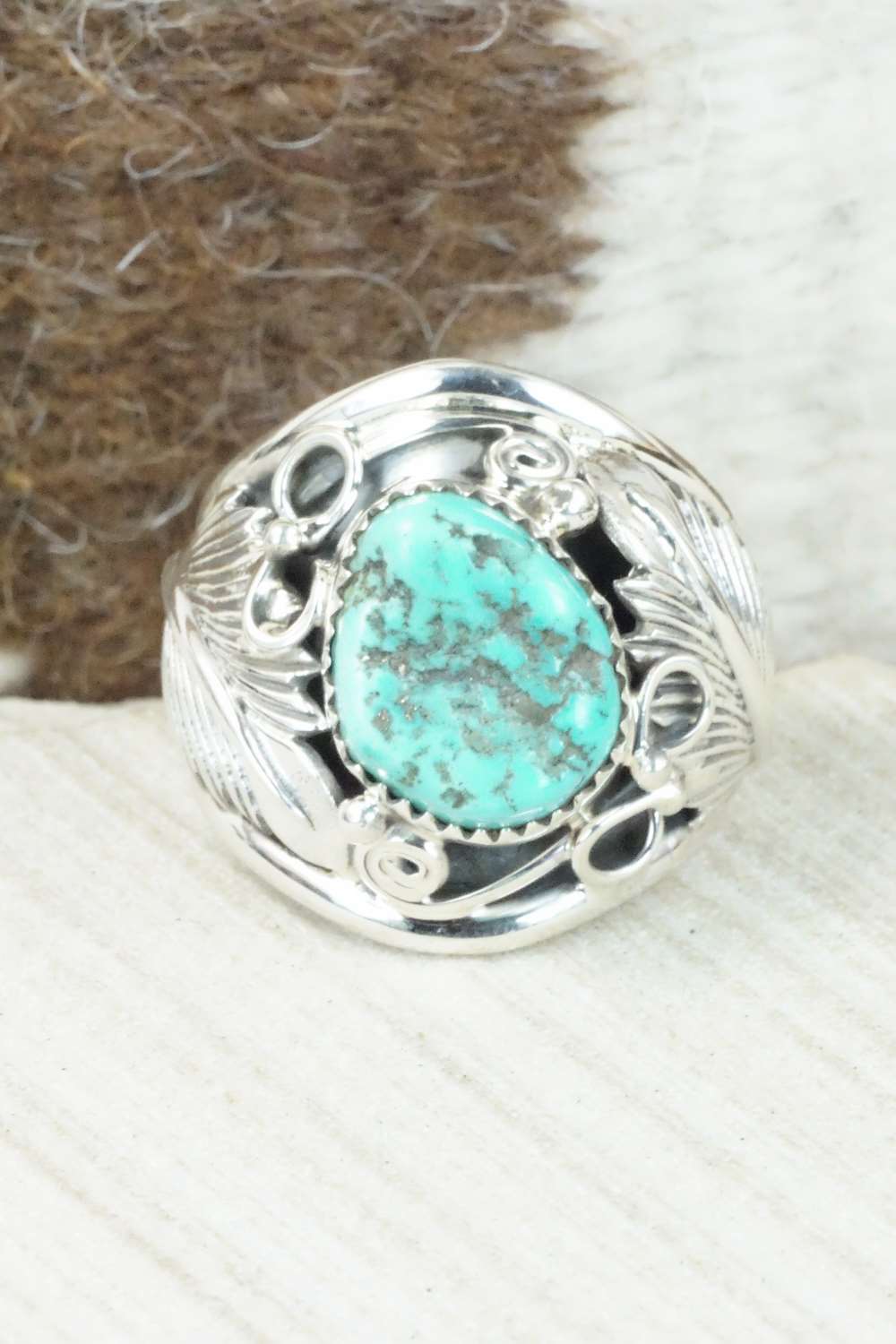 Turquoise & Sterling Silver Ring - Darrell Morgan - Size 11.5