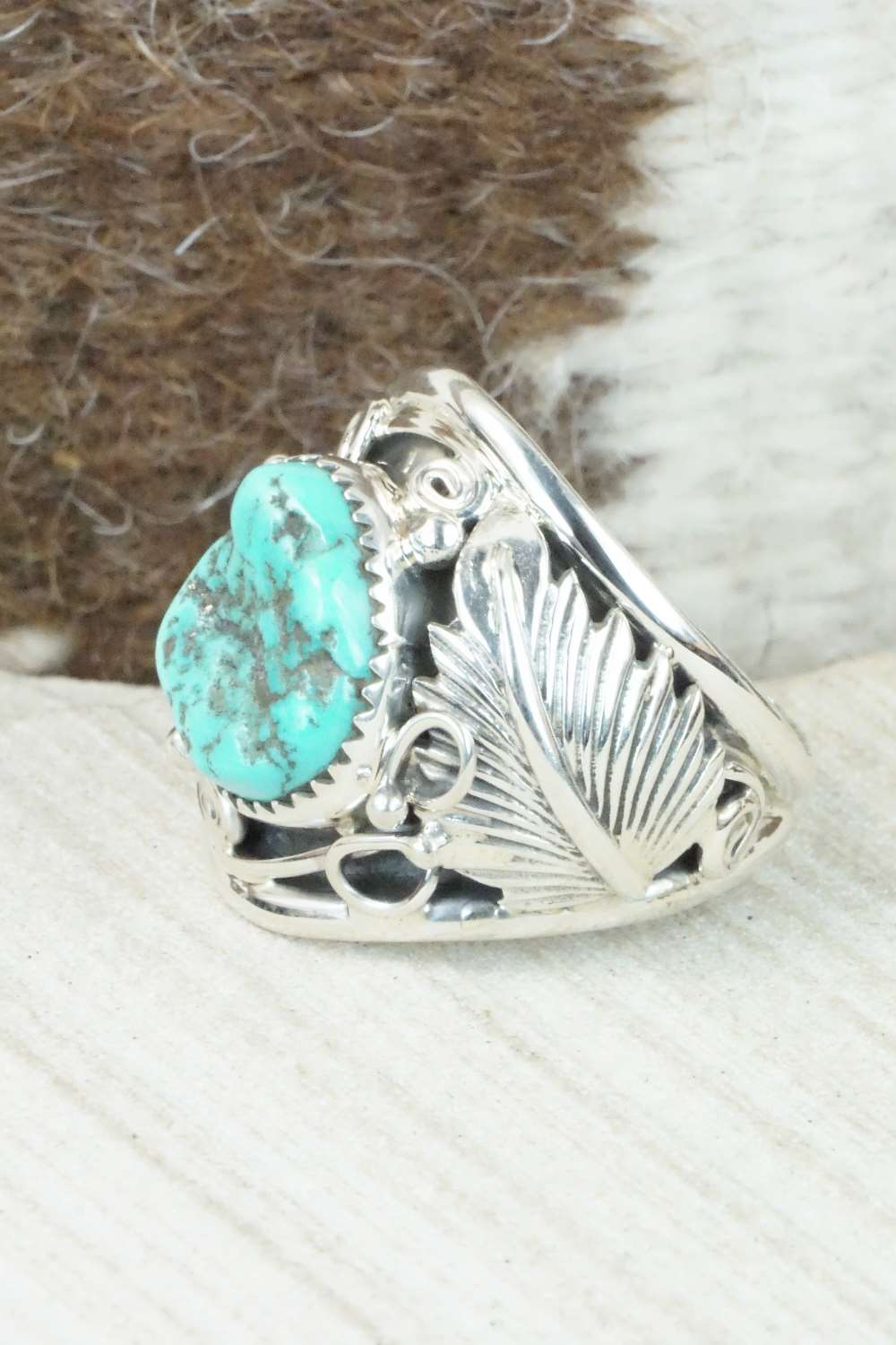 Turquoise & Sterling Silver Ring - Darrell Morgan - Size 11.5