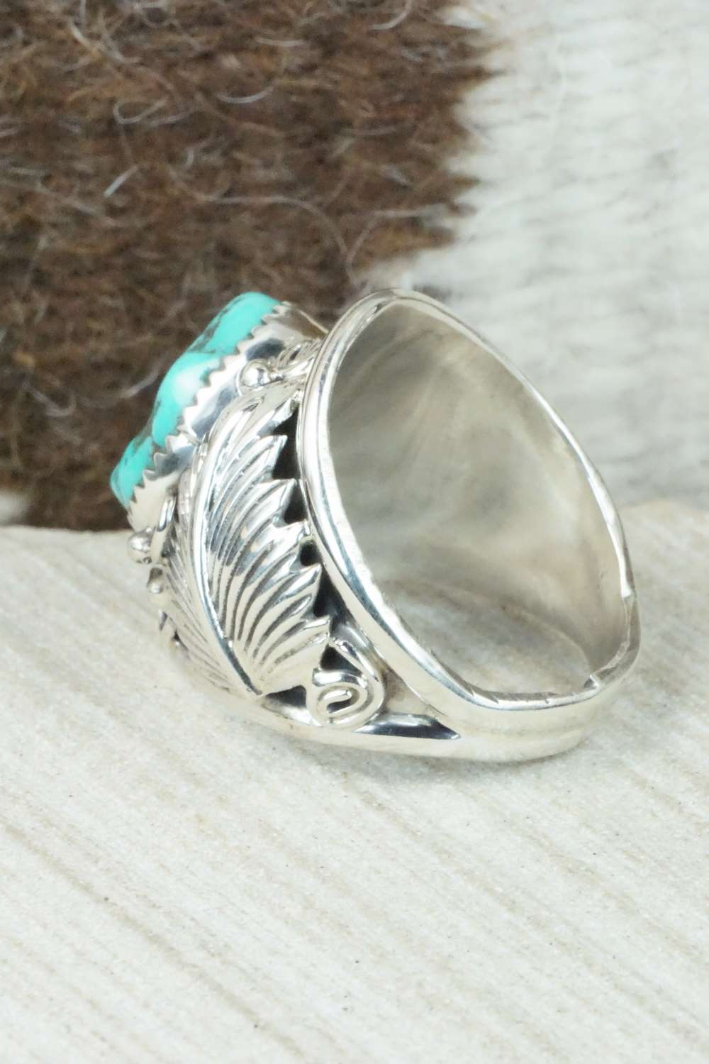 Turquoise & Sterling Silver Ring - Darrell Morgan - Size 11.5