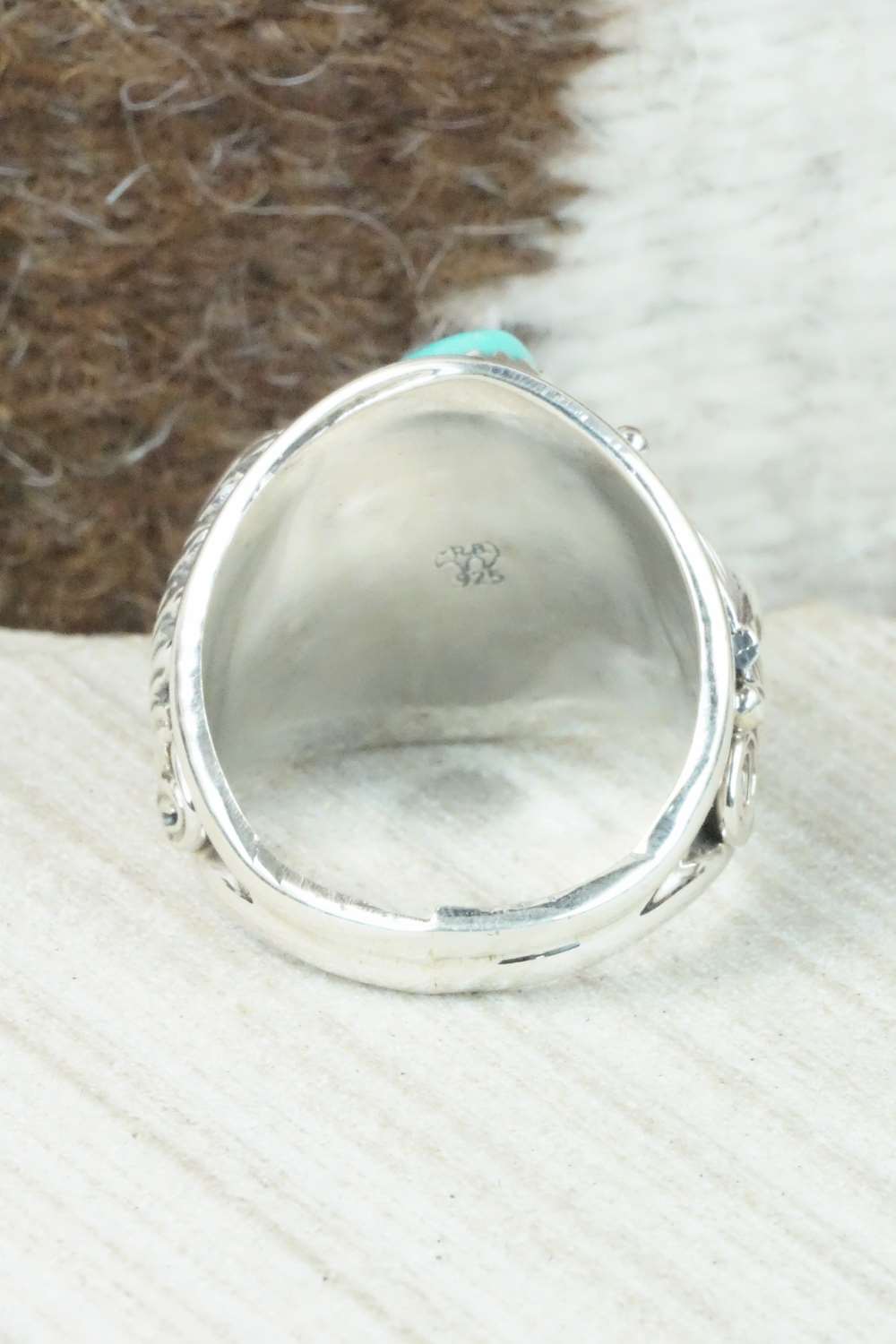 Turquoise & Sterling Silver Ring - Darrell Morgan - Size 11.5