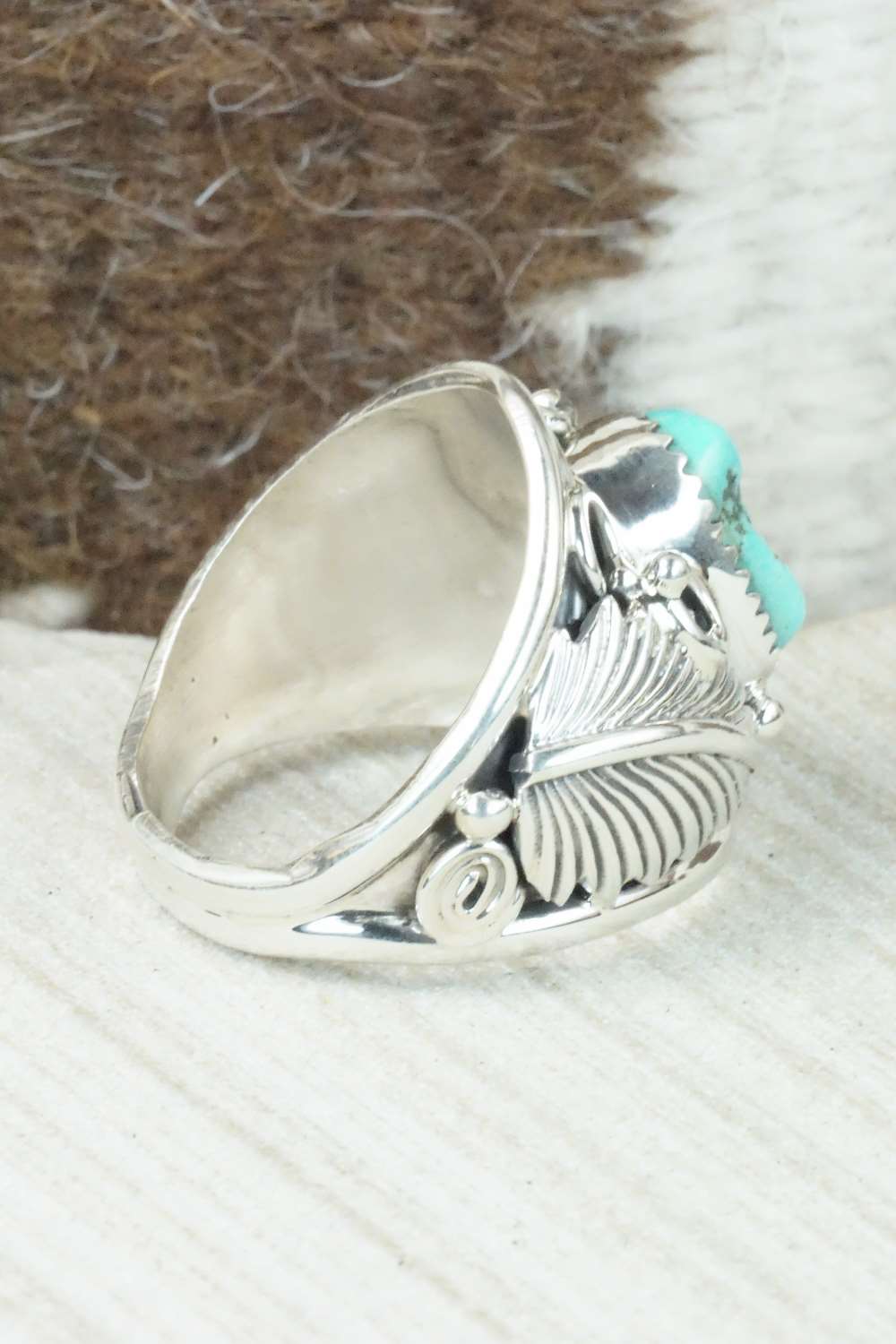 Turquoise & Sterling Silver Ring - Darrell Morgan - Size 11.5