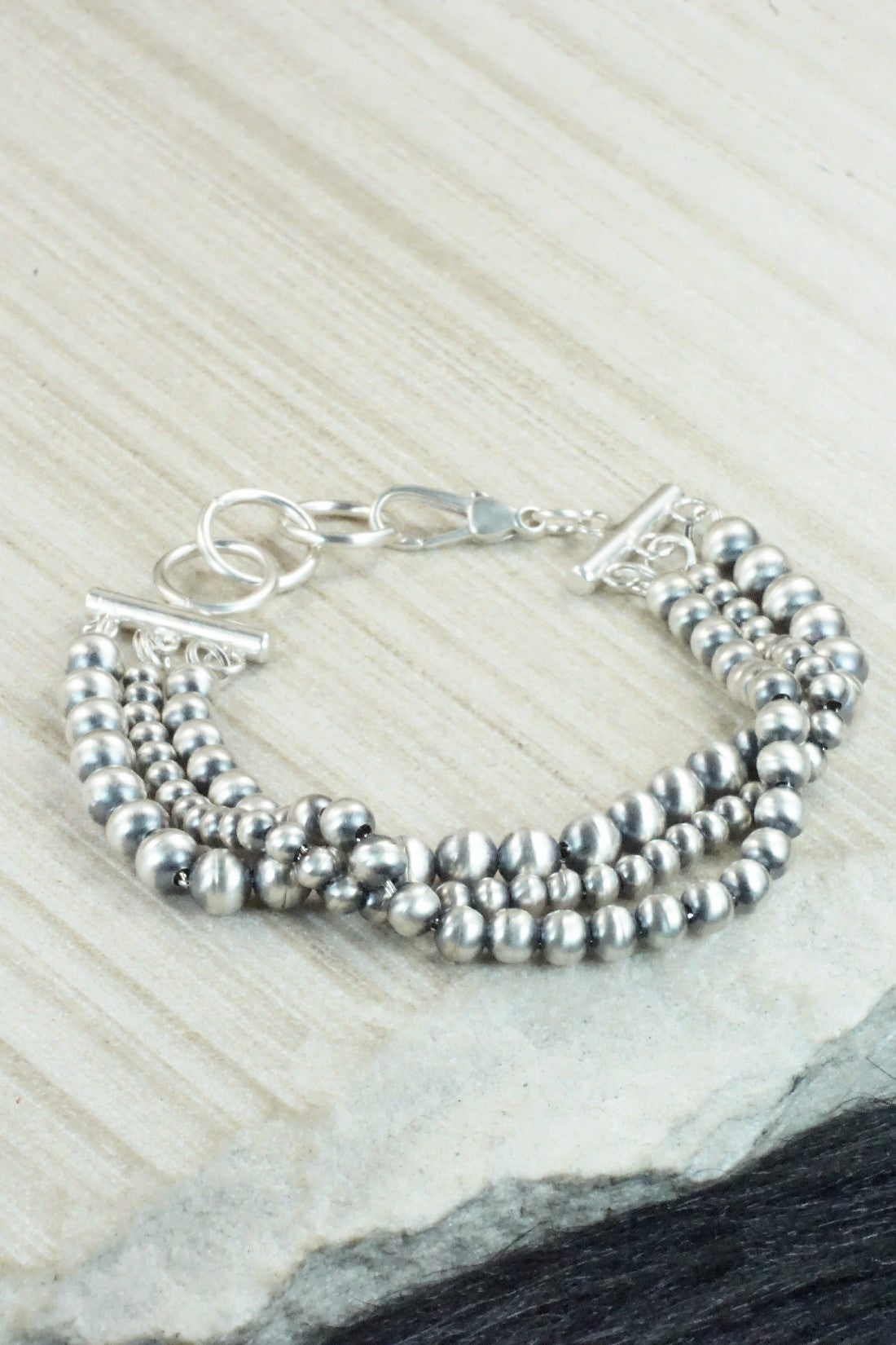 Sterling Silver Navajo Pearl Link Bracelet - Jan Mariano