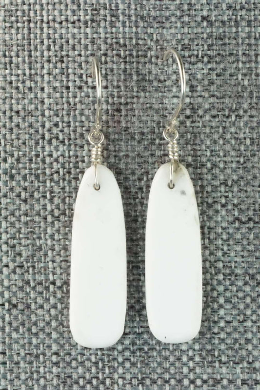 White Buffalo & Sterling Silver Earrings - Lester Abeita