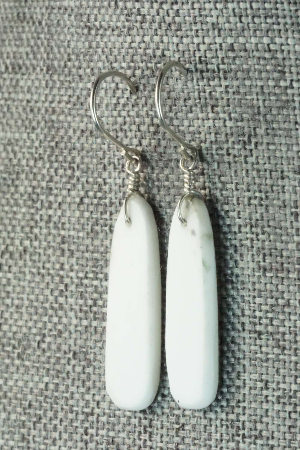 White Buffalo & Sterling Silver Earrings - Lester Abeita