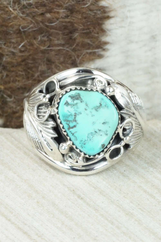 Turquoise & Sterling Silver Ring - Darrell Morgan - Size 13.75