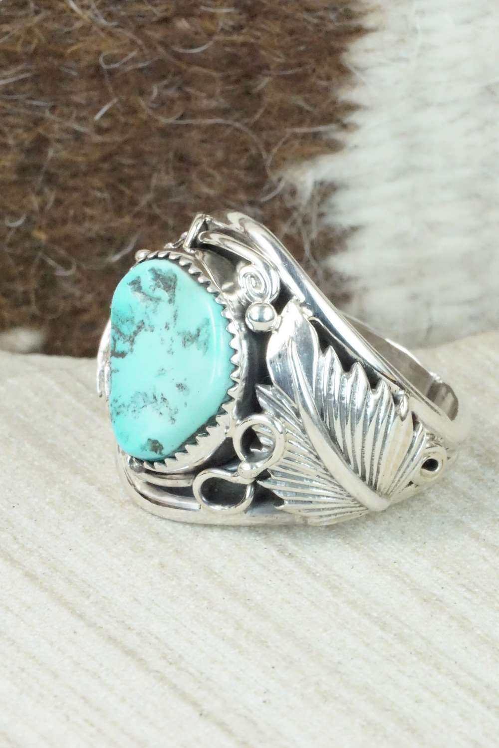 Turquoise & Sterling Silver Ring - Darrell Morgan - Size 13.75
