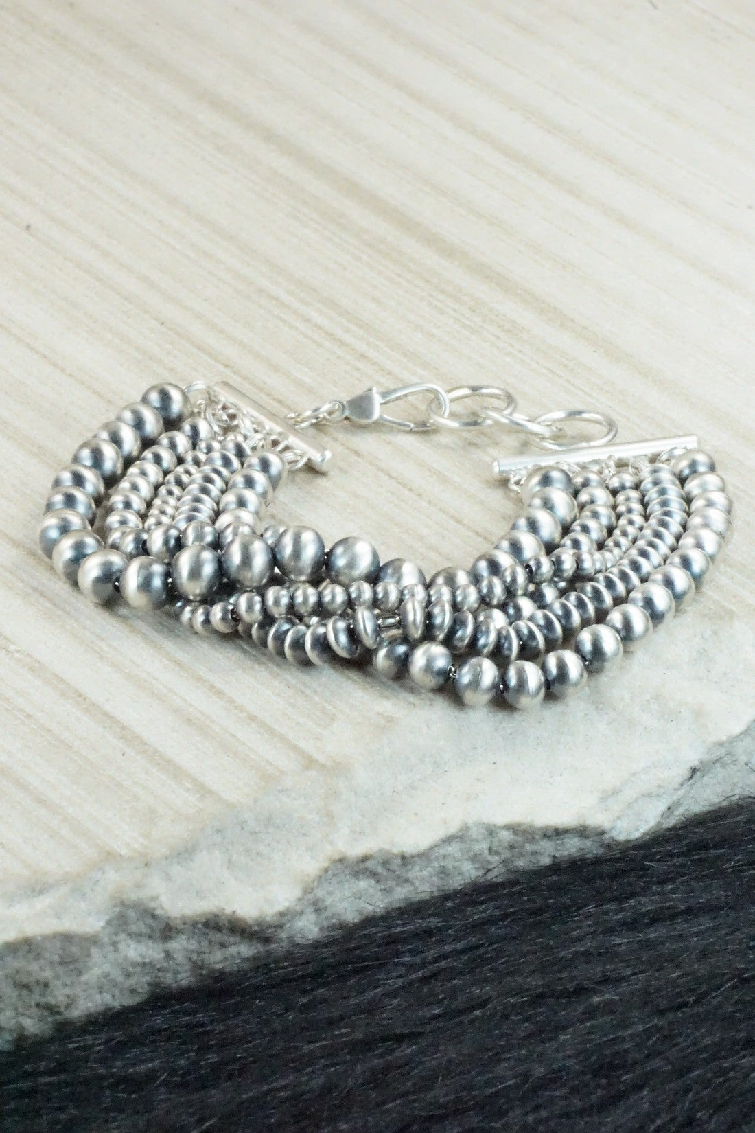Sterling Silver Navajo Pearl Link Bracelet - Jan Mariano