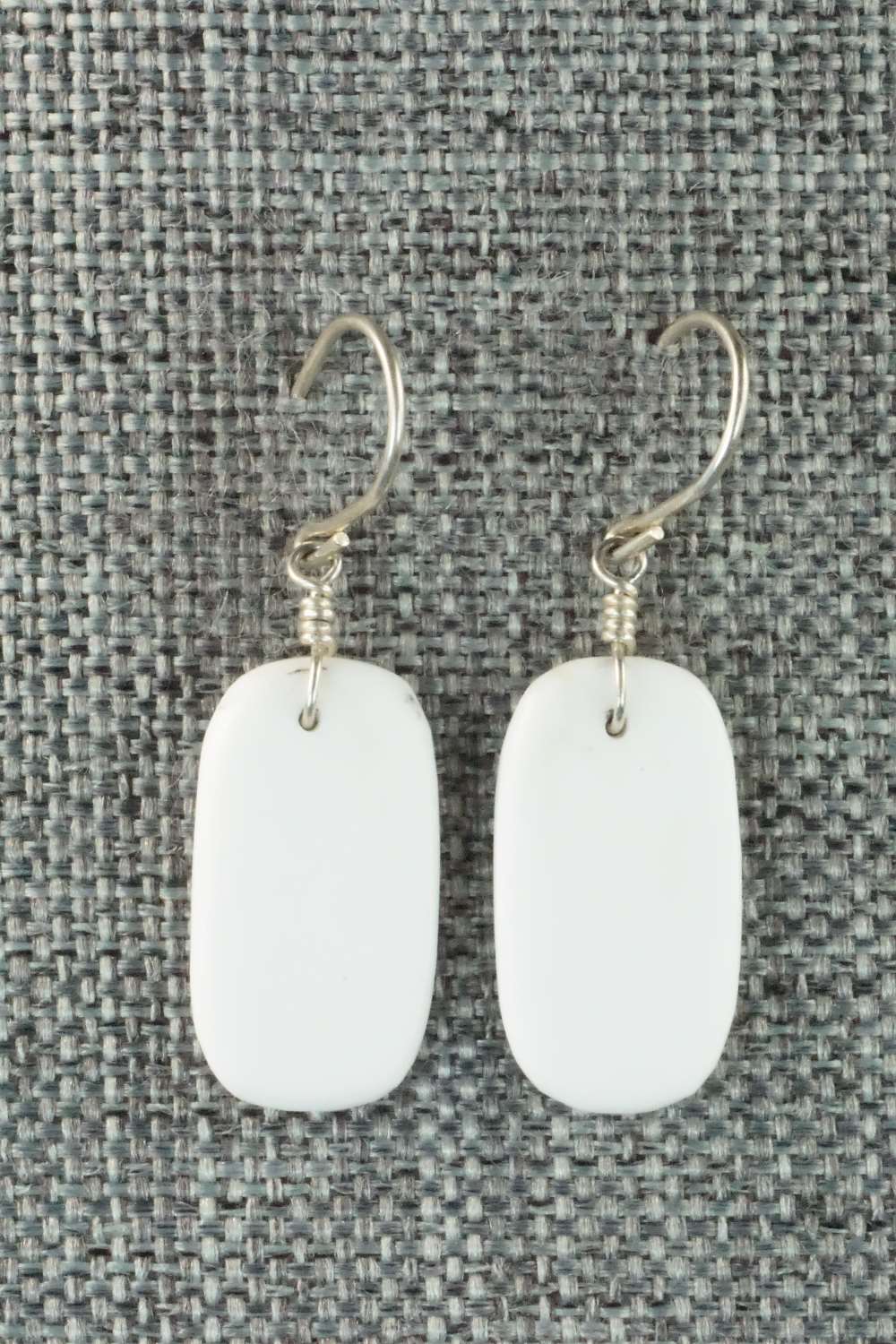 White Buffalo & Sterling Silver Earrings - Lester Abeita