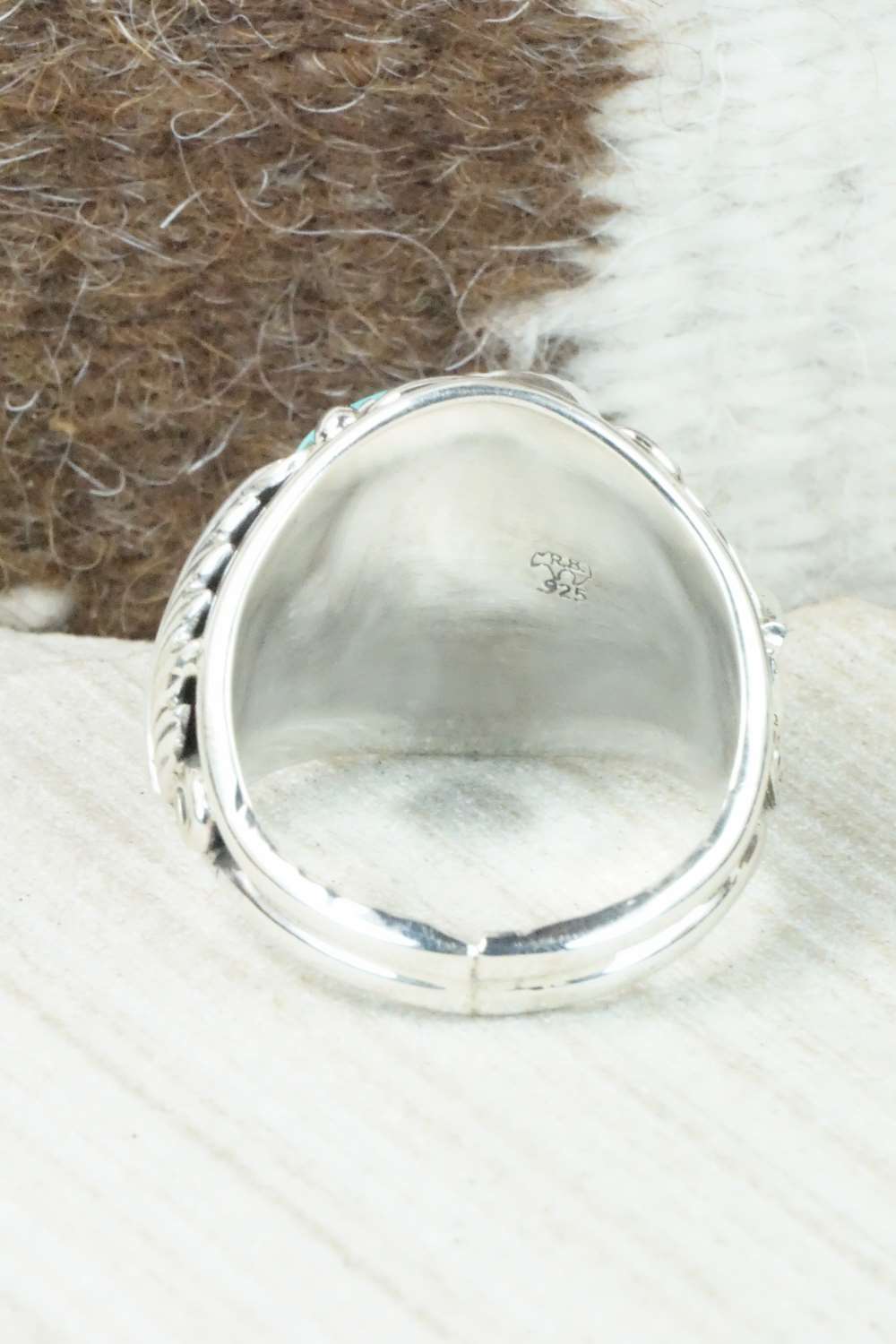 Turquoise & Sterling Silver Ring - Darrell Morgan - Size 13.75