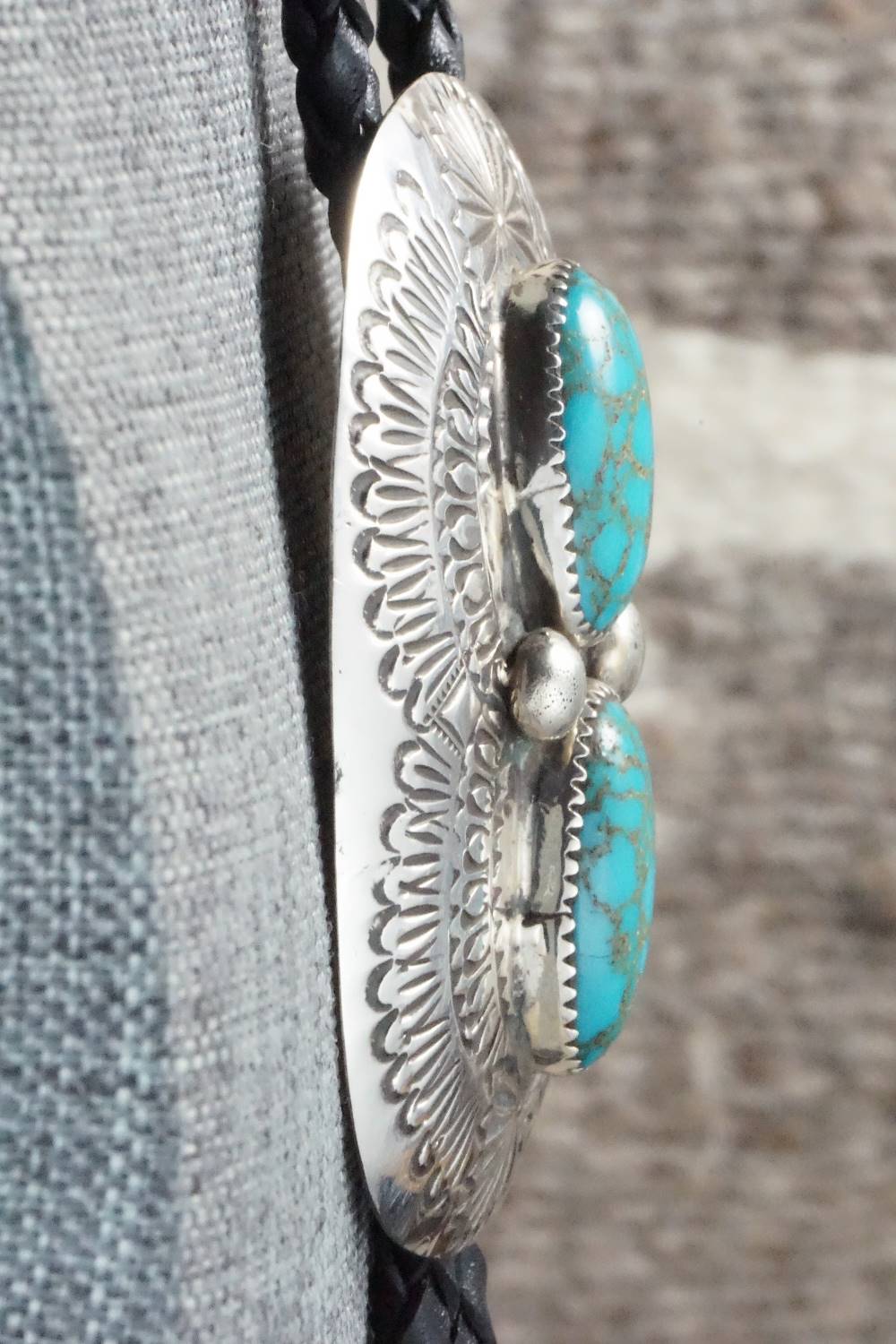 Turquoise & Sterling Silver Bolo Tie - Shirley Skeets