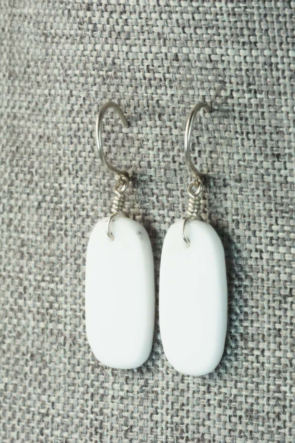White Buffalo & Sterling Silver Earrings - Lester Abeita